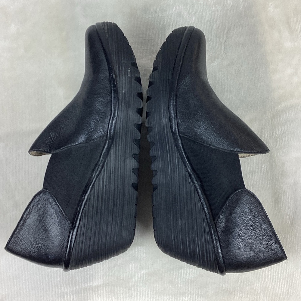 Fly London Black Leather Wedges - Picture 7 of 13